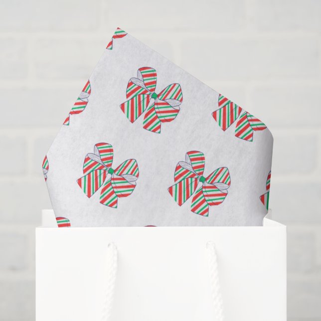 Papier Mousseline Vacances - Vaches rayées rouges et vertes (Sac cadeau)