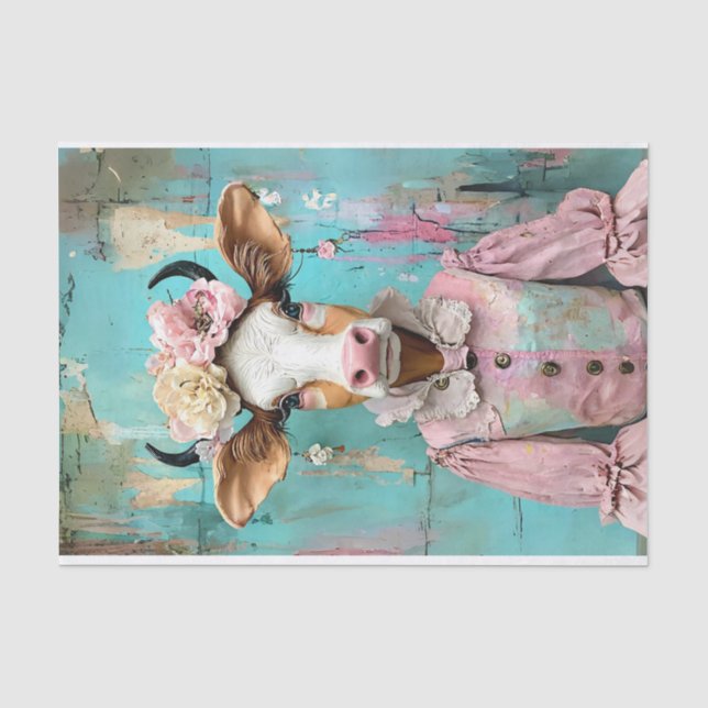 Papier Mousseline Vache chic Shabby dans une découpage pastel douce (Recto)
