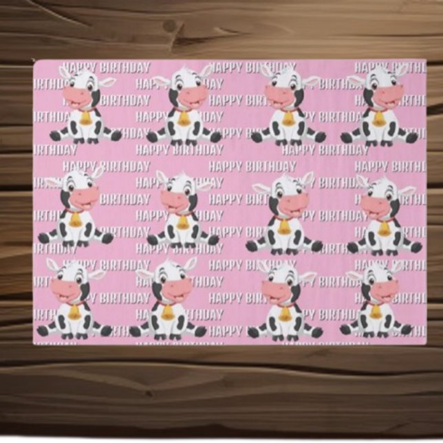 Papier Mousseline Vache d'anniversaire rose (Celebrate your child's special day with our Exciting Cow Birthday)