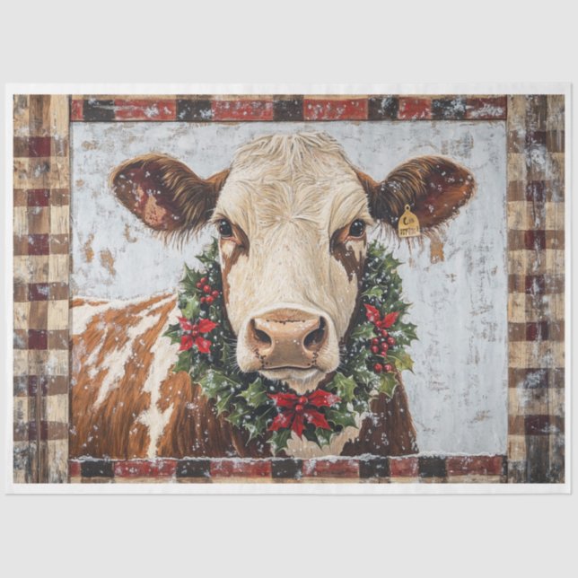 Papier Mousseline Vache de Noël primitive (Recto)
