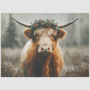 Papier Mousseline Vache des Highlands avec couronne de guirlande de