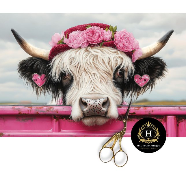 Papier Mousseline Vache des Highlands de la Saint-Valentin Découpage (Créateur téléchargé)
