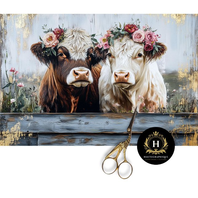 Papier Mousseline Vache des Highlands de la Saint-Valentin Découpage (Créateur téléchargé)