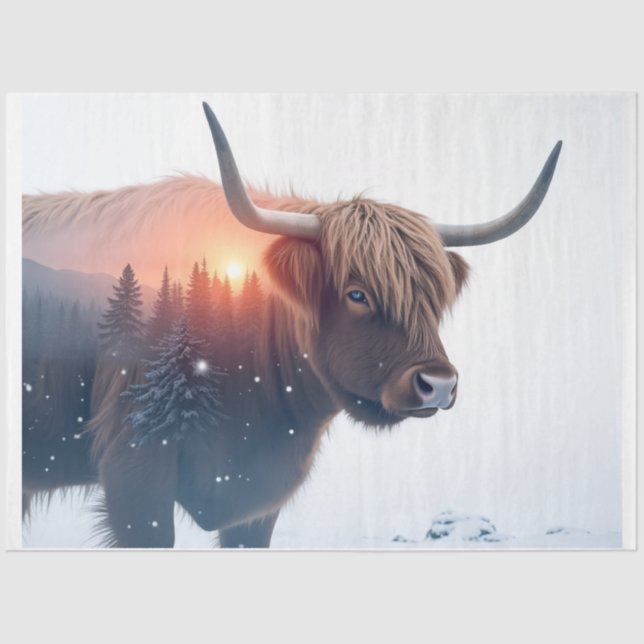 Papier Mousseline vache des Highlands en double exposition (Recto)