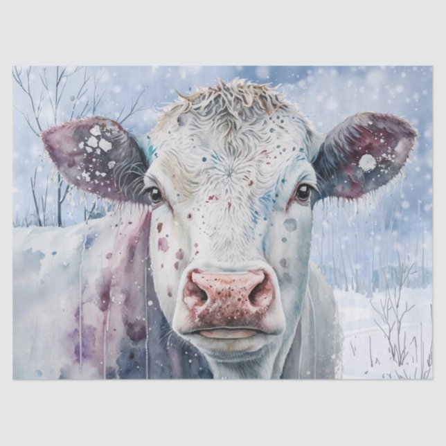 Papier Mousseline Vache en neige (Recto)