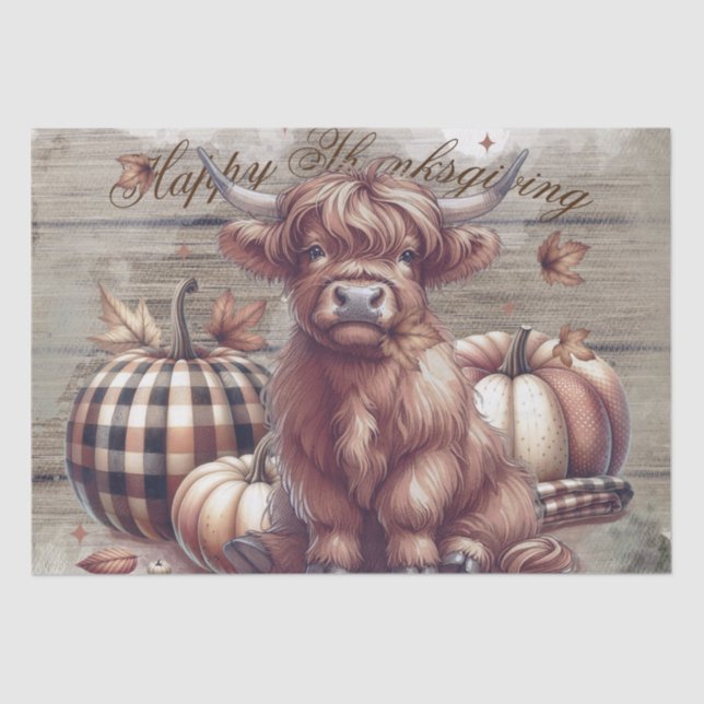 Papier Mousseline Vache Highland de l'automne de Thanksgiving (Recto)