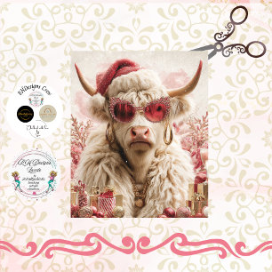 Papier Mousseline Vache Highland découpée habillée de manière fantai