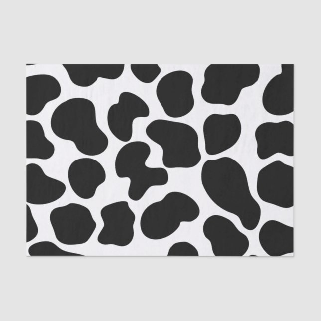 Papier Mousseline Vache noire et blanche Imprimer Ferme rustique (Recto)