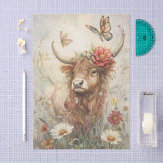 Papier Mousseline Vache rustique des Highlands avec découpage de pap