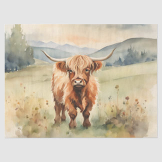 Papier Mousseline Vache vintage Highland