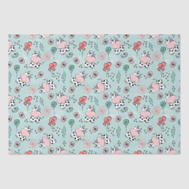 Papier Mousseline Vaches agricoles de campagne mignonnes (Recto)