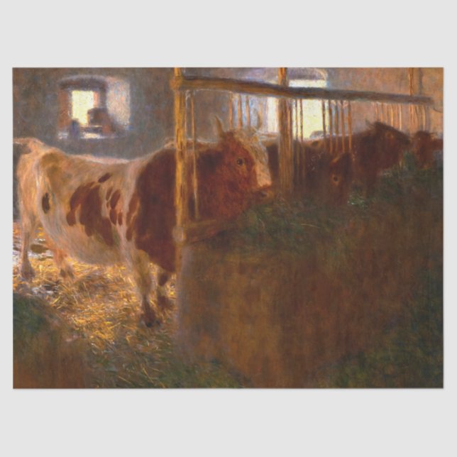 Papier Mousseline Vaches dans la grange par Gustav Klimt (Recto)