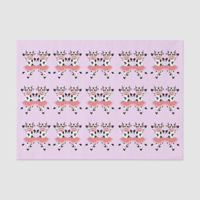 Papier Mousseline Vaches dansantes mignonnes et amusantes (Recto)