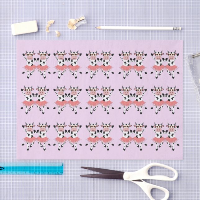 Papier Mousseline Vaches dansantes mignonnes et drôles    (Artisanat)