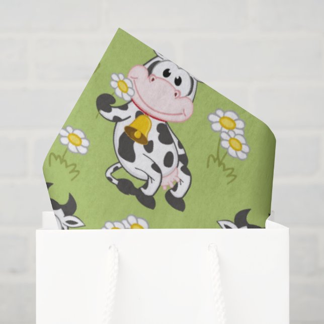 Papier Mousseline Vaches de campagne  (Sac cadeau)