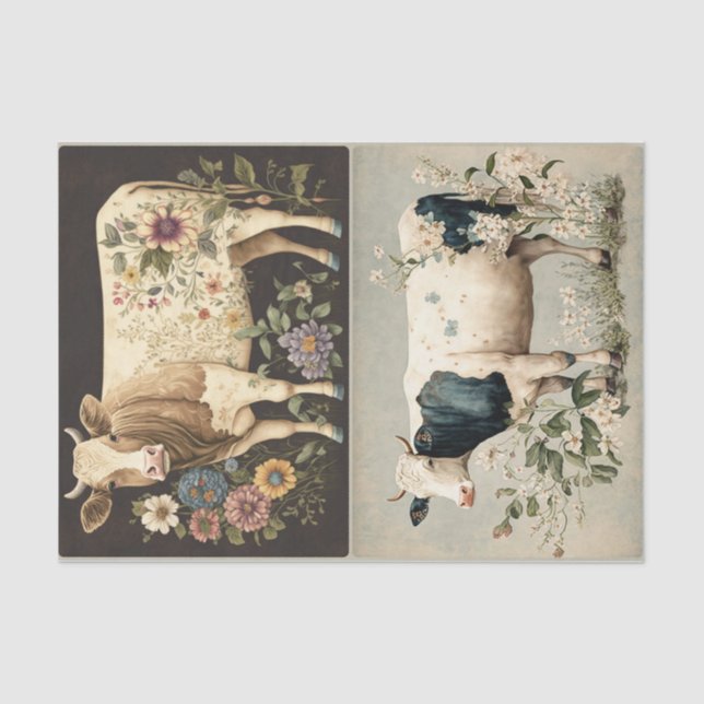 Papier Mousseline Vaches de fleurs (Recto)
