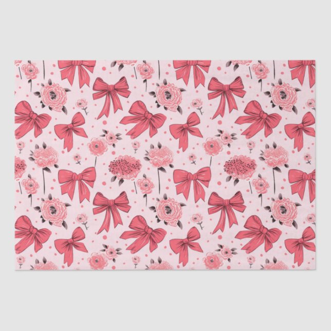 Papier Mousseline Vaches florales - Motif floral et ruban (Recto)