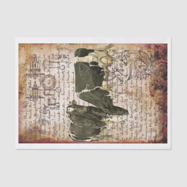 Papier Mousseline Vaches Vintages (Recto)