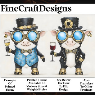 Papier Mousseline Vaches Whimsy Steampunk Avec Vin AM8 Découpage