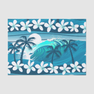 Papier Mousseline vague de surf tropicale avec palmiers