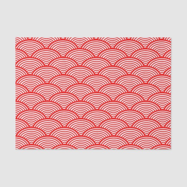 Papier Mousseline Vague japonaise rouge (Recto)