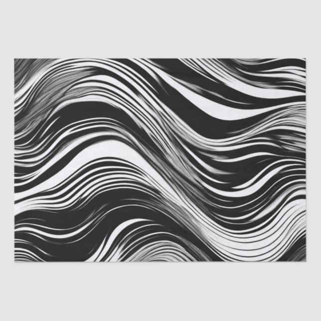 Papier Mousseline Vague noire et blanche Abstraite (Recto)