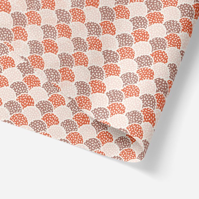 Papier Mousseline Vagues Abstraites de Saint Jacques en orange, beig (orange, brown and beige scallop tissue paper
)