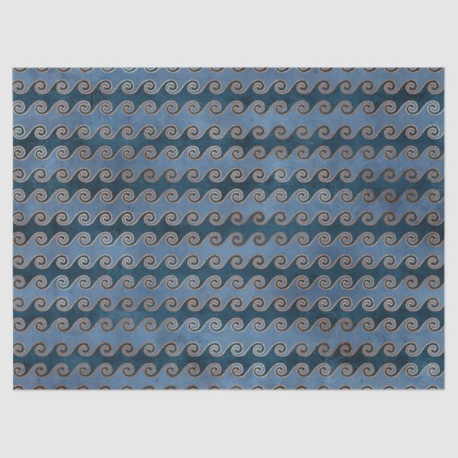 Papier Mousseline Vagues Abstraites sur le découpage bleu (Recto)