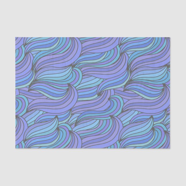Papier Mousseline Vagues bleues super (Recto)