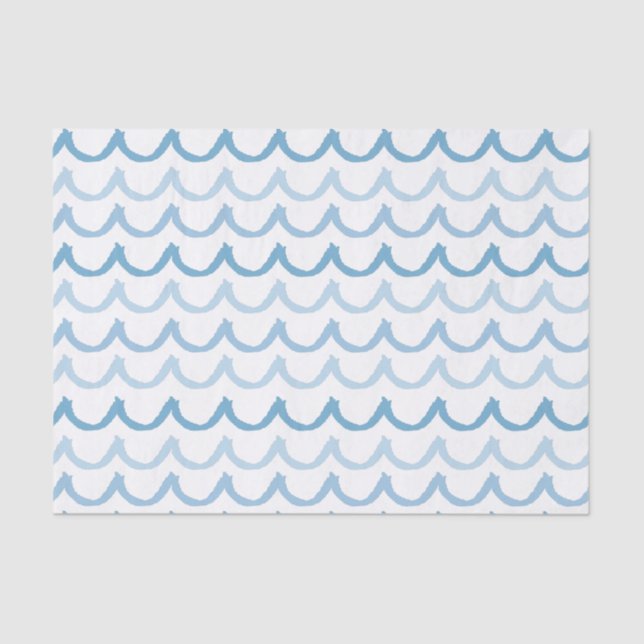 Papier Mousseline Vagues de Doodle en bleu (Recto)