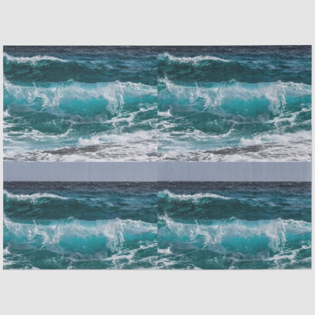 Papier Mousseline Vagues de l'océan en eau bleue (Recto)