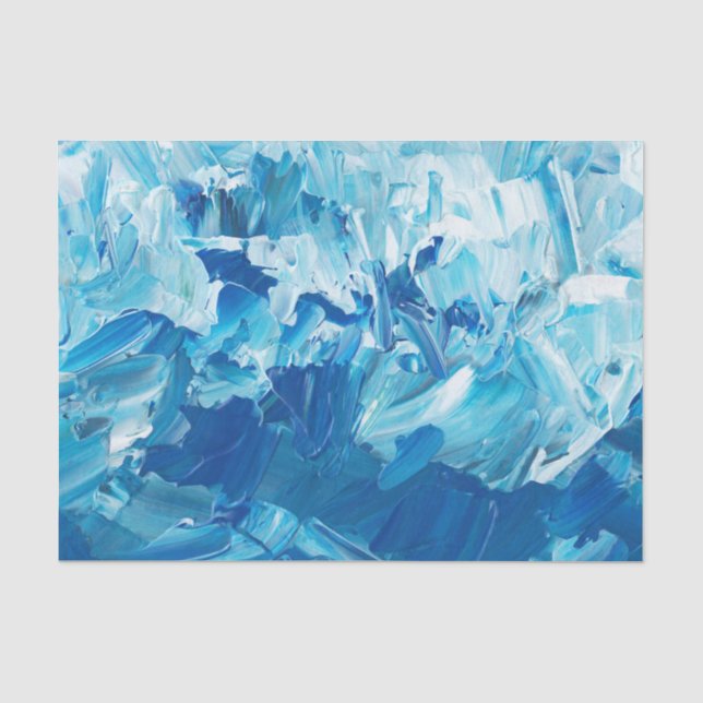 Papier Mousseline Vagues de peinture bleue Abstraites (Recto)