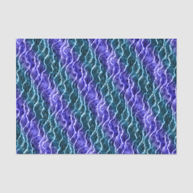 Papier Mousseline vagues encrées - dégradé de bleus : (Recto)