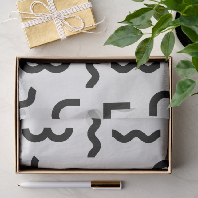 Papier Mousseline Vagues et formes Memphis Abstraites (Cadeau)