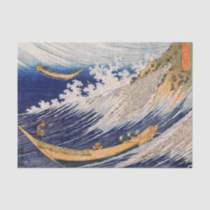 Papier Mousseline Vagues océaniques Hokusai Bateaux en mer
