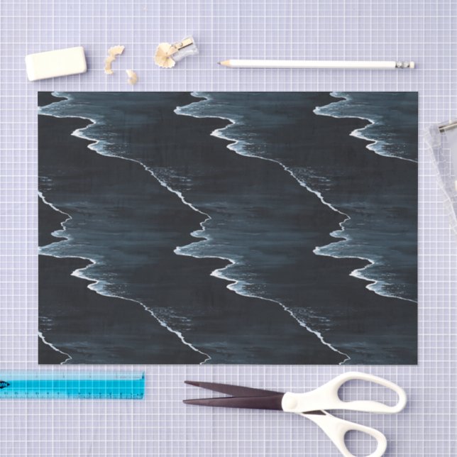 Papier Mousseline Vagues océaniques Plage Nuit (Artisanat)