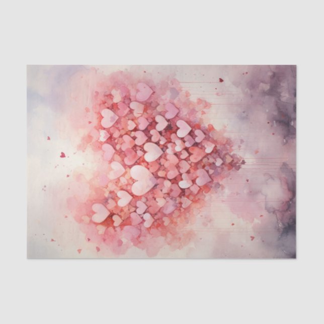 Papier Mousseline Valentine Coeurs roses Ballons (Recto)