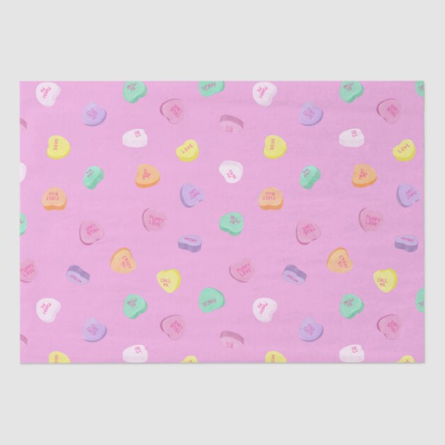 Papier Mousseline Valentines Day Candy Hearts Motif (Recto)