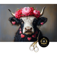 Valentines Day Highland Cow Rustic Decoupage