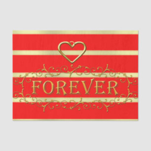 Papier Mousseline Valentine's Day Tissue Paper Gold Forever Hearts