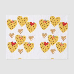 Papier Mousseline Valentine's Day Tissue Paper Gold Hearts
