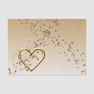 Papier Mousseline Valentine's Day Tissue Paper Love Gold Heart