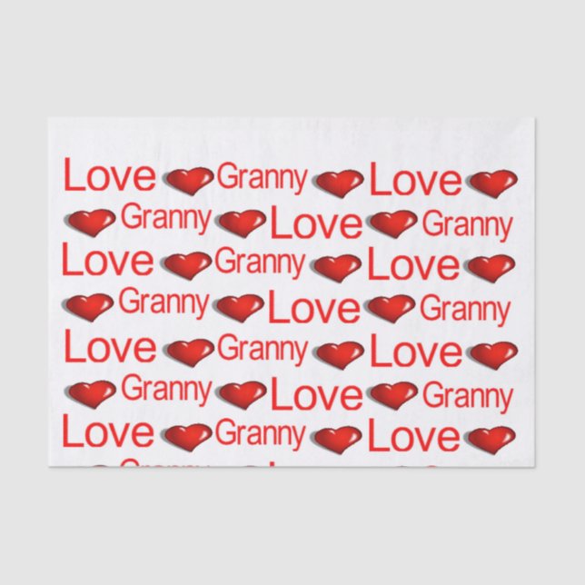 Papier Mousseline Valentine's Day Tissue Paper Love Granny Hearts (Recto)