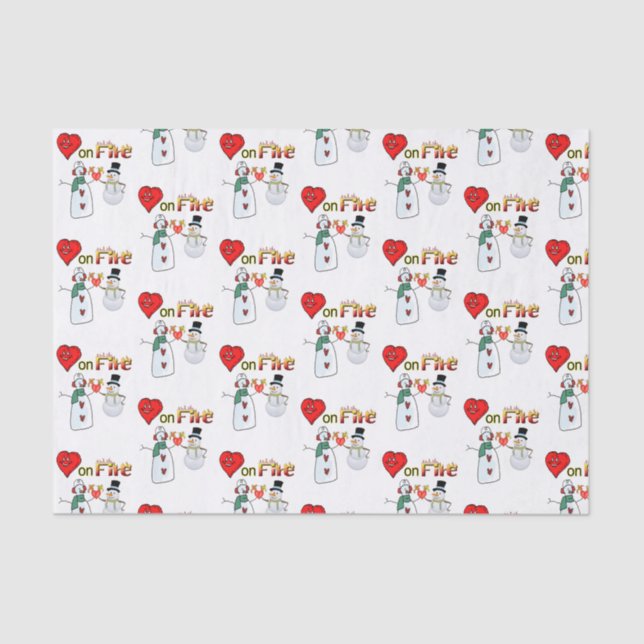 Papier Mousseline Valentine's Day Tissue Paper Love Hearts Snowman (Recto)