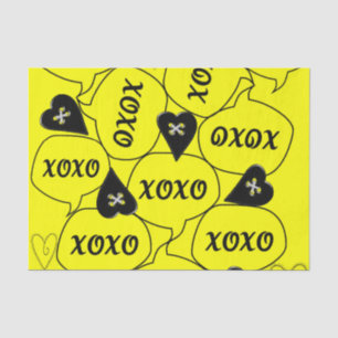 Papier Mousseline Valentine's Day Tissue Paper Xoxo Jaune Noir