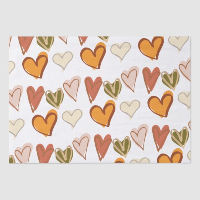 Papier Mousseline Valentines Jour Boho Hippie Coeur Tissu Papier (Recto)
