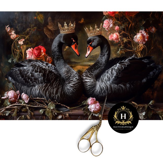 Papier Mousseline Valentines Jour cygne noir Flore rouge Découpage (Créateur téléchargé)