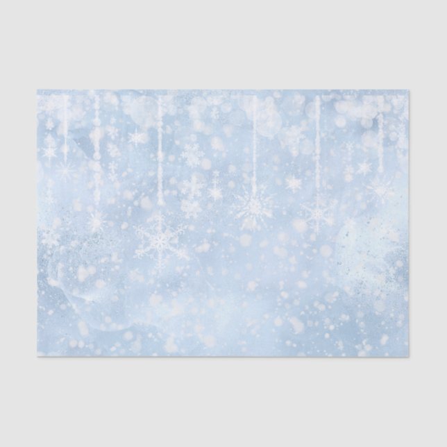 Papier Mousseline Valse des flocons de neige Bleu clair neige (Recto)