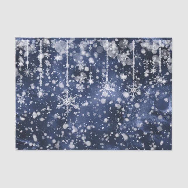Papier Mousseline Valse des flocons de neige Deep Blue Snow (Recto)