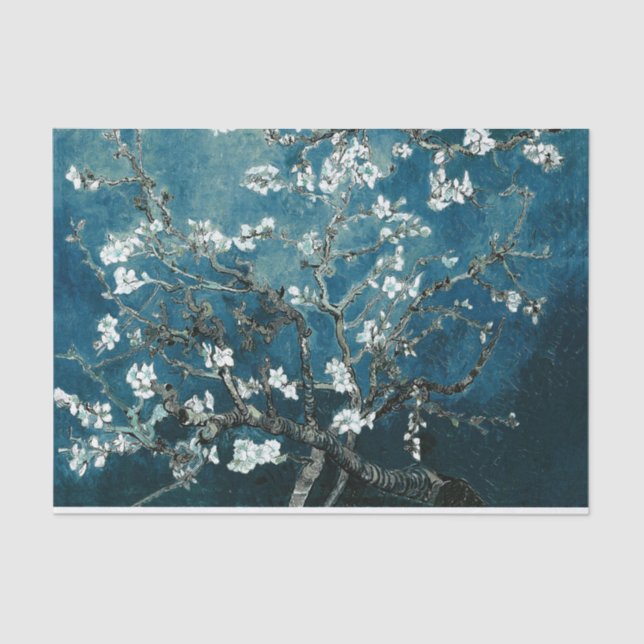 Papier Mousseline Van Gogh Almond Blossoms Dark Turquoise (Recto)